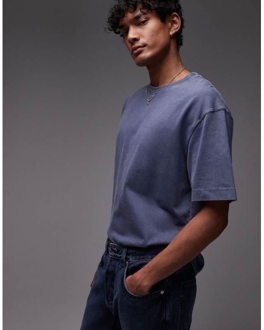 Topman Blue Oversized Fit T-shirt for men