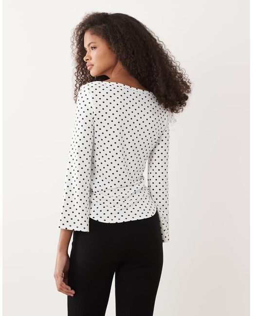 ASOS White 3/4 Sleeve Top With Boat Neck