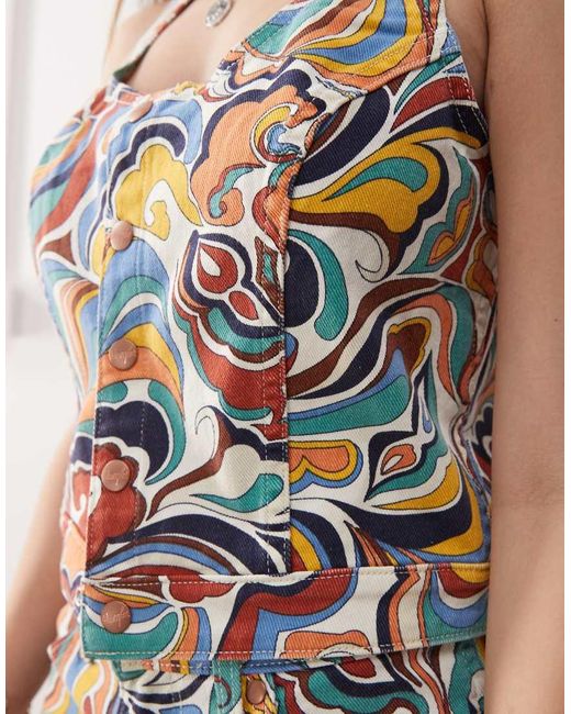 Top Corto Vaquero En Tonos Luminosos Con Estampado De Estilo Años 70 De (Parte De Un Conjunto) Wrangler de color White