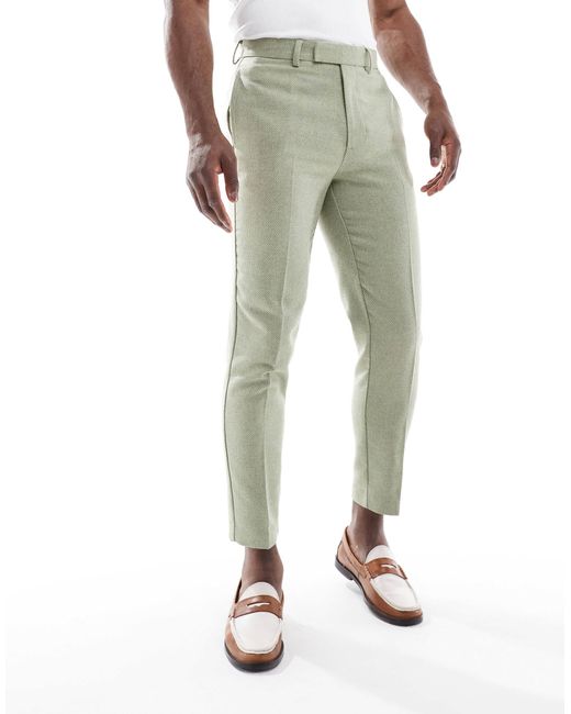 ASOS White Tapered Suit Trousers With Wool for men