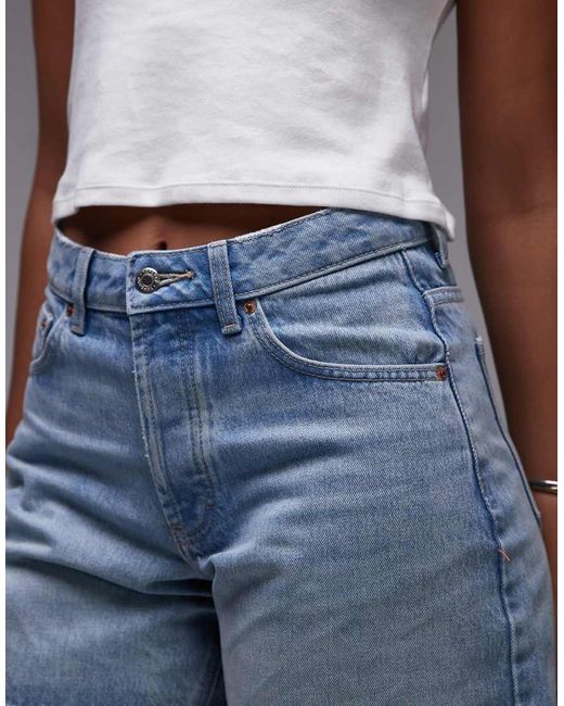 Pantalones Cortos Vaqueros Descoloridos Editor De -Azul Topshop Hourglass de color Blue