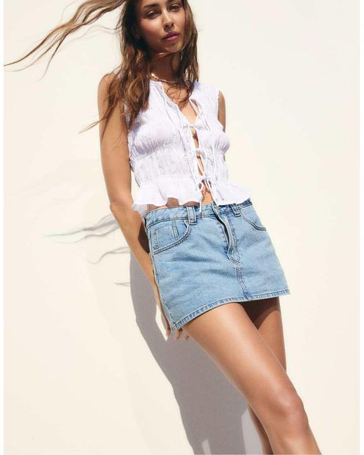 Stradivarius Gekreukte Top Met Strikken in het Blue