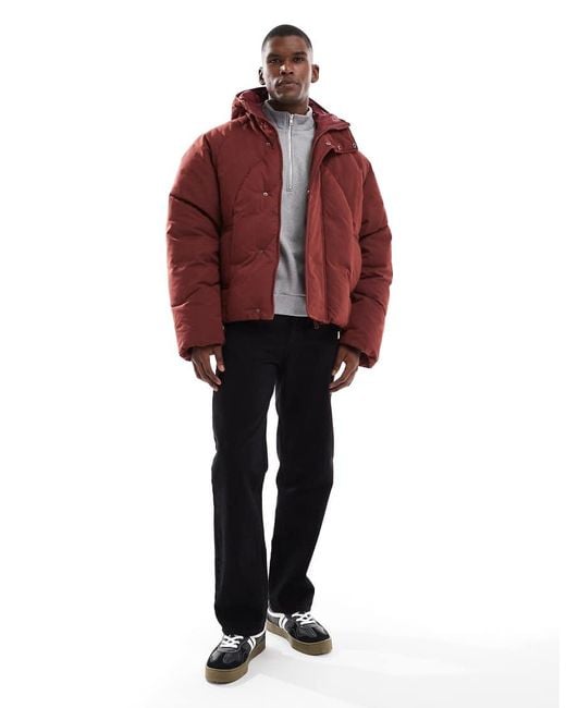 ASOS Oversized Gewatteerd Jack Met Capuchon in het Red voor heren