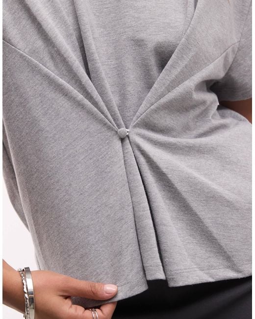Collusion Gray Short Sleeve Button-front Top