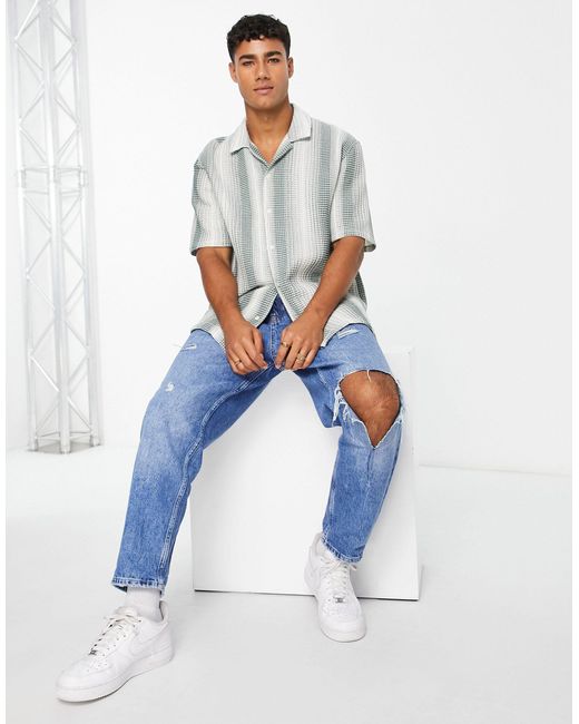 Bershka Blurred Stripe Shirt in Grey for Men | Lyst Australia