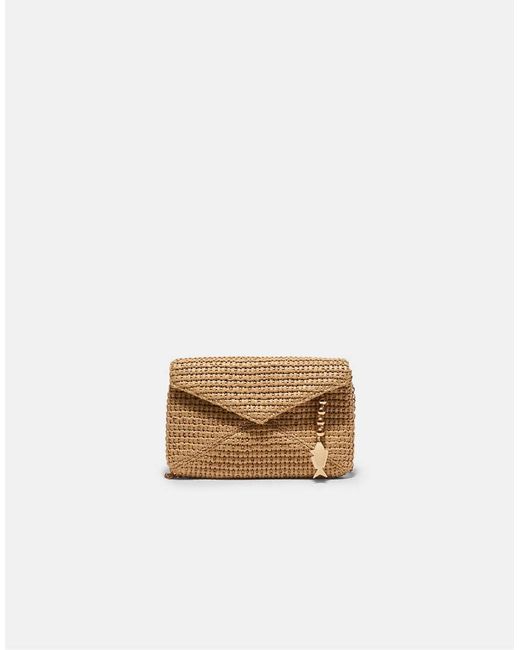 Stradivarius White Raffia-effect Envelope Crossbody Bag