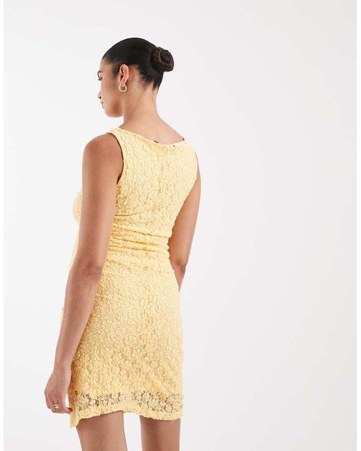 Vero Moda Natural Stretch Floral Lace Sleeveless Slash Neck Mini Dress