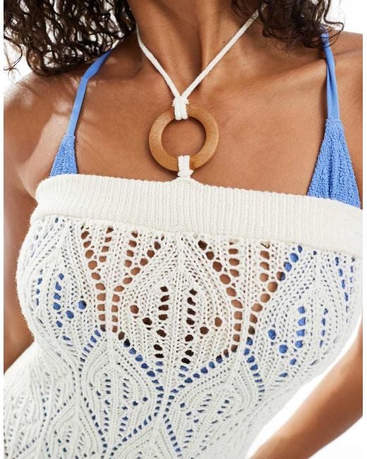 Miss Selfridge White O Ring Bandeau Crochet Maxi Dress