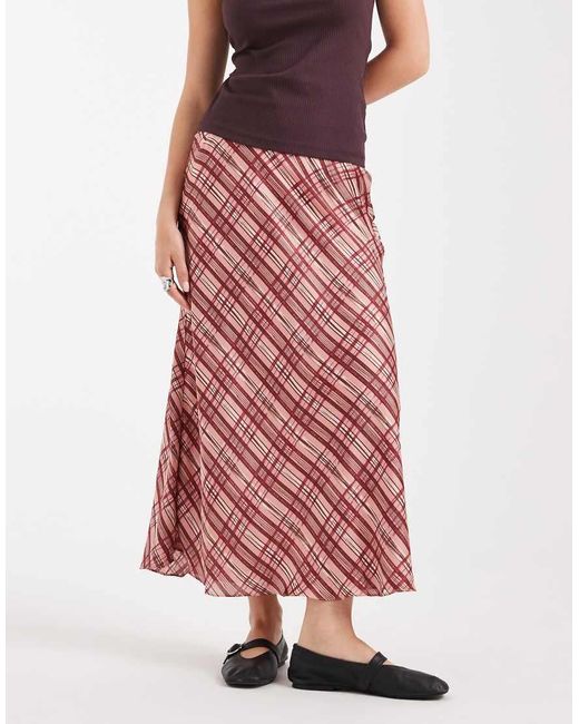 Vero Moda Pink Satin Midi Skirt