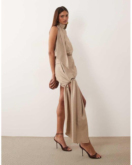 ASOS Natural Asos X The Sourced Collection High Neck Drape Top