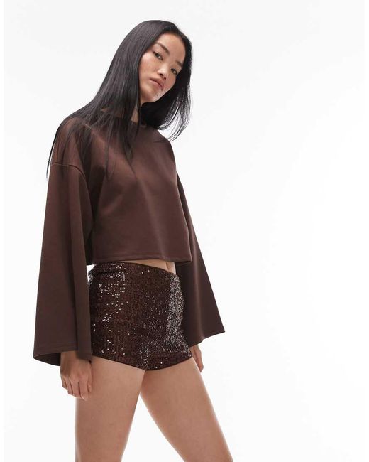 ASOS Brown Allover Sequin Mini Short