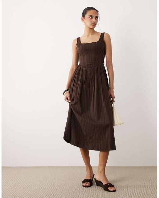 Cotton On Natural Corset Style Drop Waist Maxi Dress