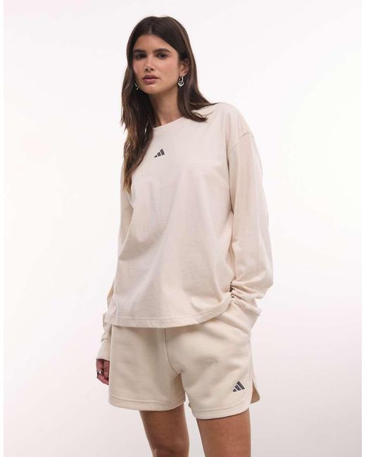 Adidas Originals Natural Three Stripes Studios Long Sleeve Top