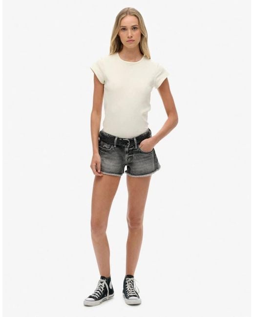 Superdry Natural Low Rise Denim Hot Shorts