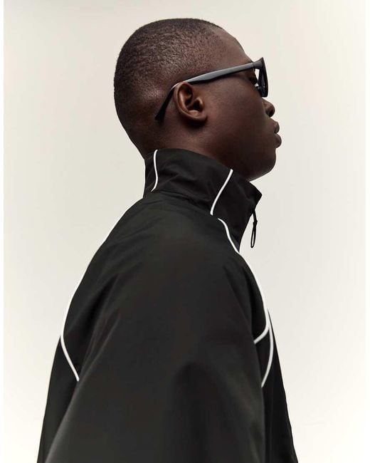 Bershka Black Contrast Technical Jacket for men