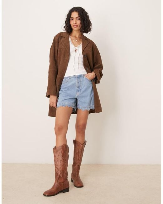 ASOS Natural Denim Short With Scallop Hem