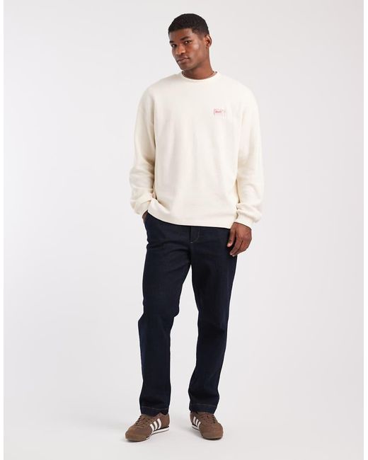 ASOS Oversized T-Shirt Van Zware Stof Met Wafelstructuur, Lange Mouwen En Geborduurde Badge in het White voor heren