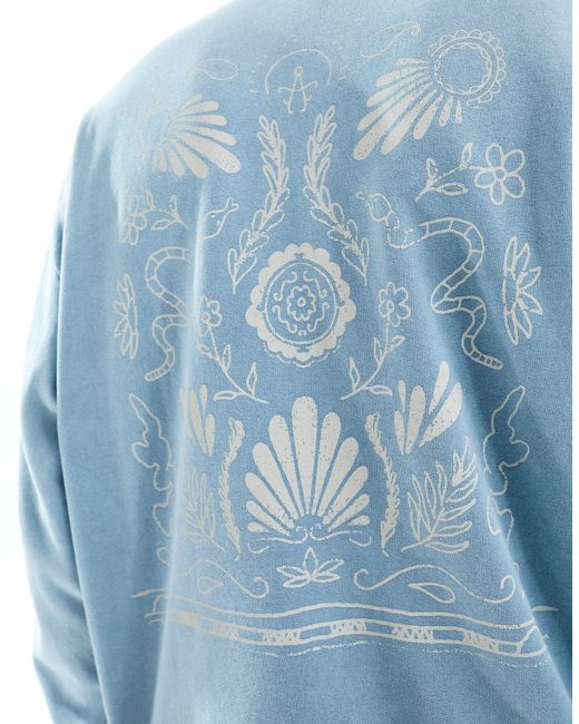 ASOS Blue – übergroßer unisex-kapuzenpullover mit floralem rückenprint