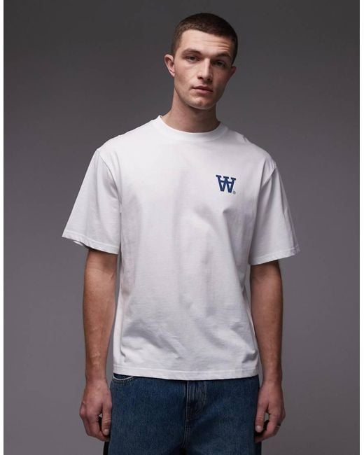 DOUBLE A by WOOD WOOD Gray 100% Cotton Liam T-shirt With Logo Back Print for men