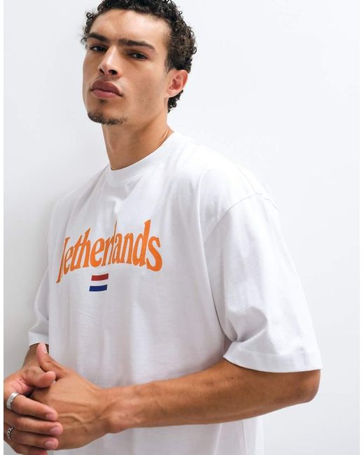 ASOS Gray Oversized T-shirt With Netherlands Graphic for men