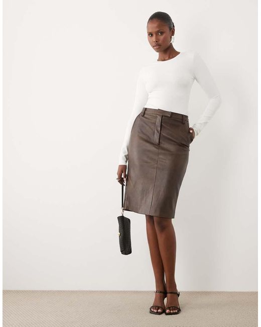 Bardot White Phenix Faux Leather Knee Length Skirt