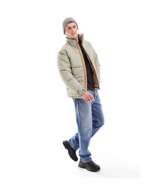 Only & Sons Natural Heavyweight Boxy Cropped Puffer Jacket for men