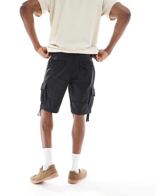 Threadbare Black Woven Cotton Rich Shorts for men