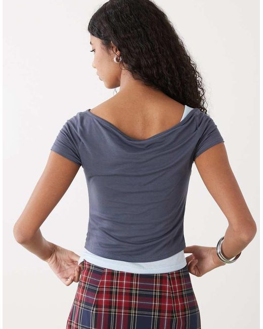 Collusion Blue Asymmetric Double Layer Top