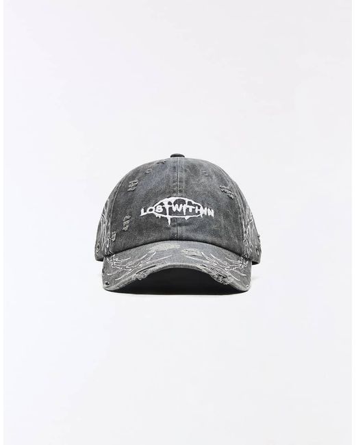 Bershka Gray Washed Cap With Print for men