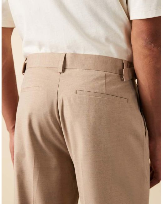 Pantalones De Vestir Color Piedra De Pernera Recta Con Pinzas Delanteras Y Tiras Ajustables Laterales De Tejido Efecto Lino De ASOS de hombre de color Natural
