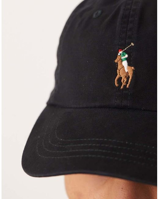 Polo Ralph Lauren Black Multi Icon Logo Baseball Cap for men