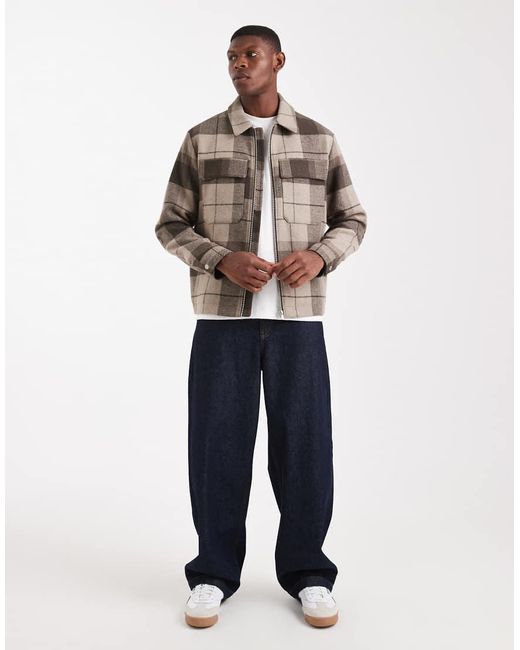 Jack & Jones Gray Wool Harrington Jacket for men