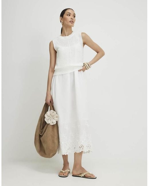 River Island White Schiffli Hem Knitted Hybrid Dress