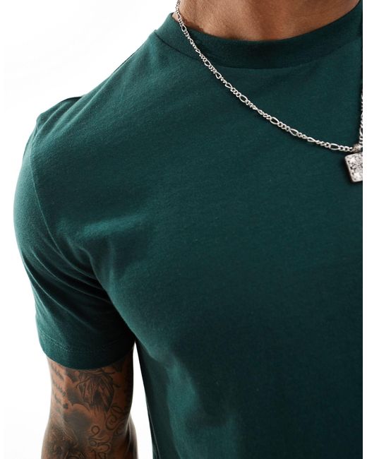 T-shirt girocollo scuro di ASOS in Green da Uomo