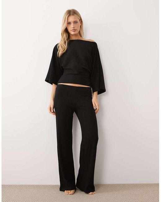 Gina Tricot Black Co-ord Rib Trousers