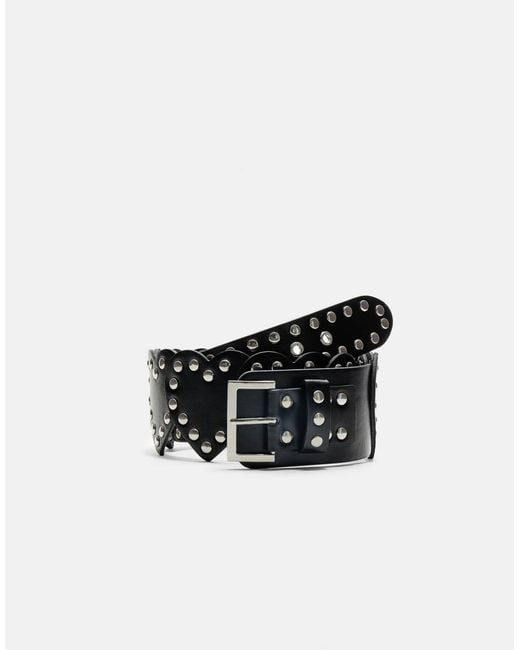 Ceinture large à cœurs Stradivarius en coloris White