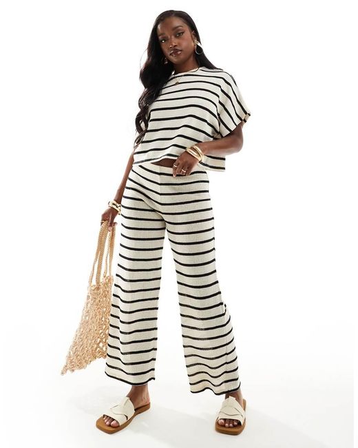 River Island Mono Stripe Crochet Pants in White Lyst UK