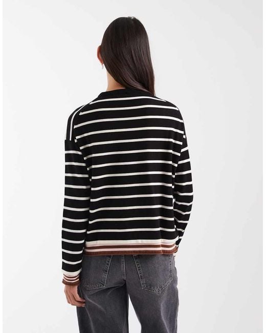 ASOS Black Knitted Striped Jumper With Contrast Details