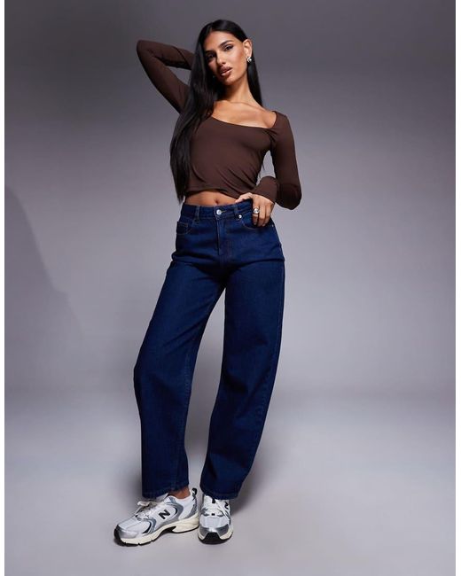 ASOS Blue Polyamide Slinky Deep Scoop Neck Top