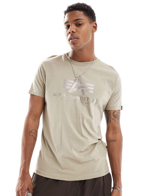 T-shirt à logo sur la poitrine - sable vintage Alpha Industries pour homme en coloris Natural