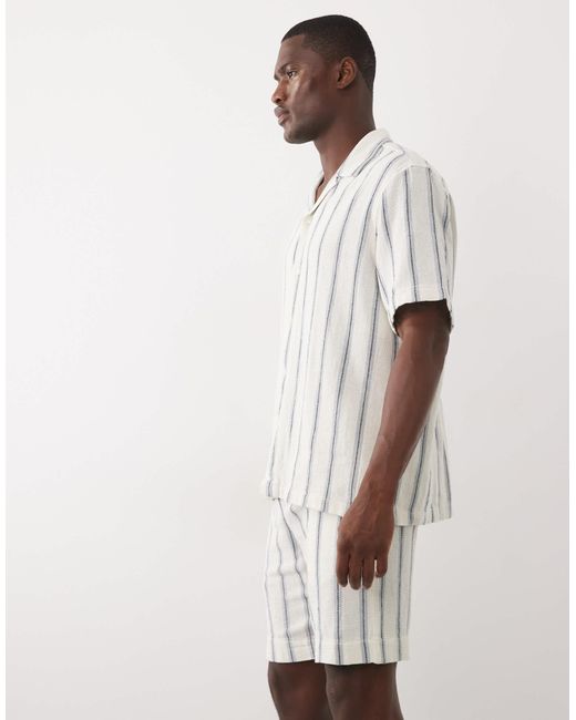 Short d'ensemble texturé 100 % coton - rayures es SELECTED pour homme en coloris Natural