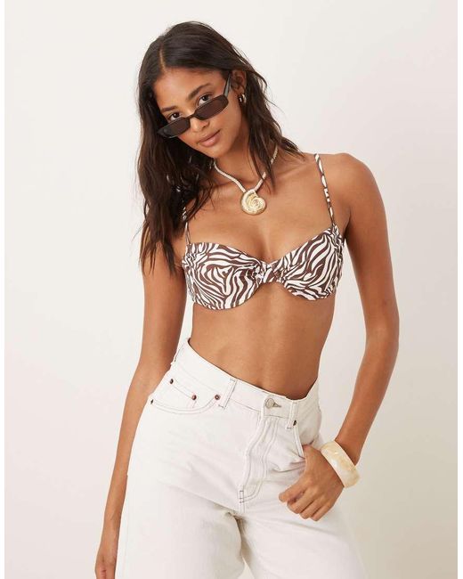 Abercrombie & Fitch Brown Swimwear Ruched Underwire Bikini Top Co-ord