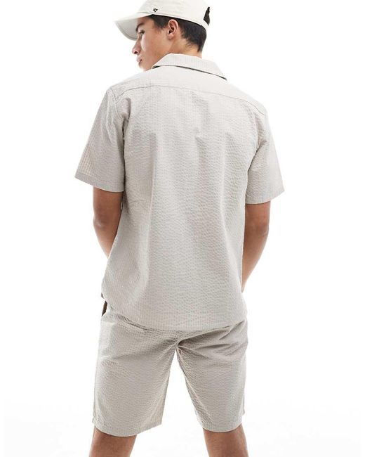 Only & Sons Gray Seersucker Shorts Co-ord for men