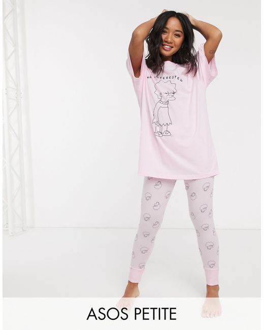 ASOS Pink ASOS DESIGN Petite – The Simpsons Lisa – Pyjama mit T-Shirt und Leggings