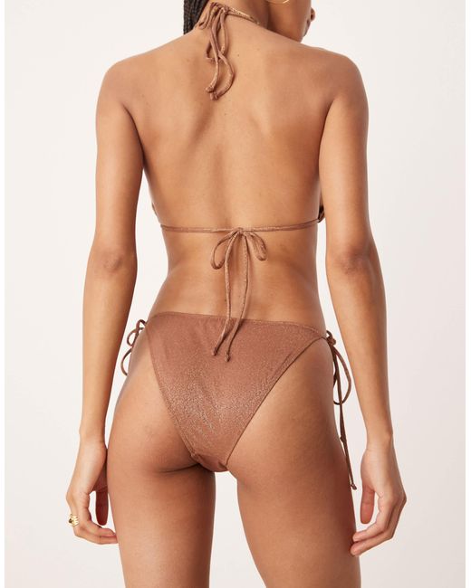 Stradivarius Natural Textured Tie Side Bikini Bottom