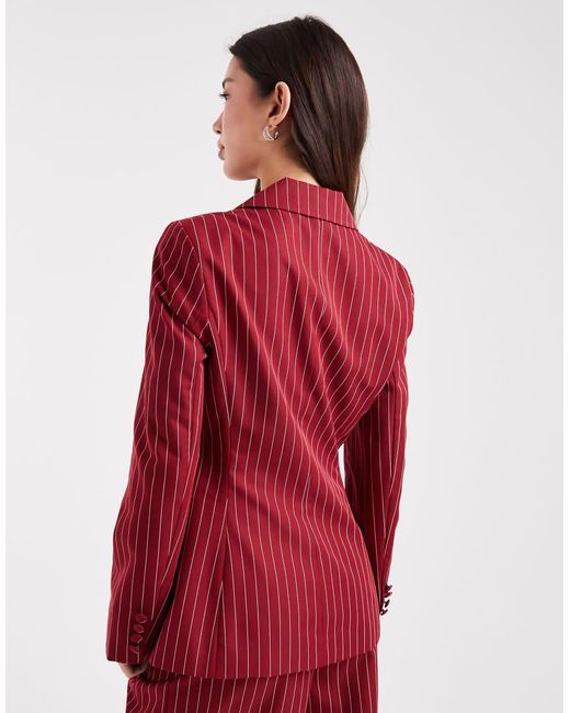 Miss Selfridge Red Cinch Pinstripe Blazer Co-Ord