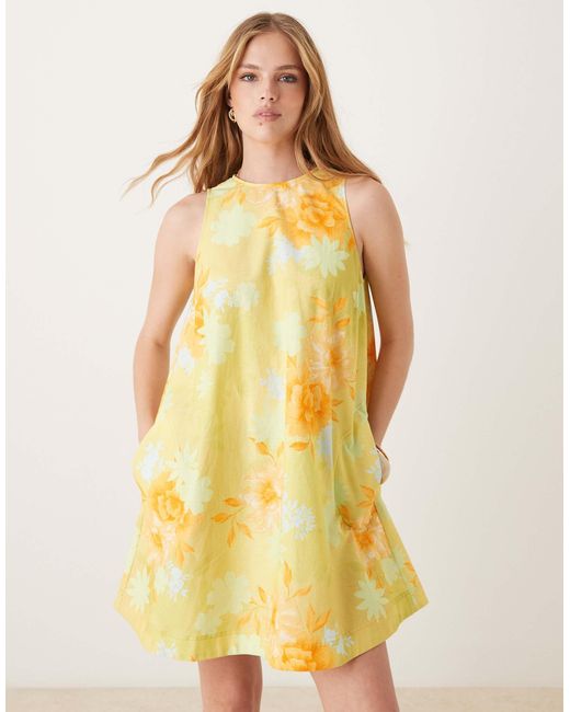 ASOS Yellow Shift Mini Dress With Pockets