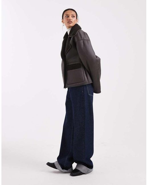 Pieces Blue Faux Shearling Jacket