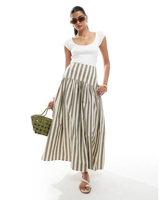 ASOS White Drop Waist Linen Look Maxi Skirt