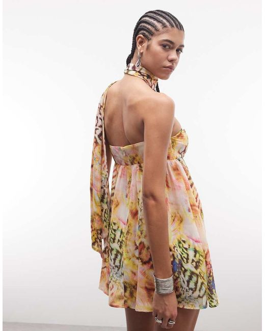 AFRM Pink Whyte Detachable Scarf Detail Bandeau Mini Dress